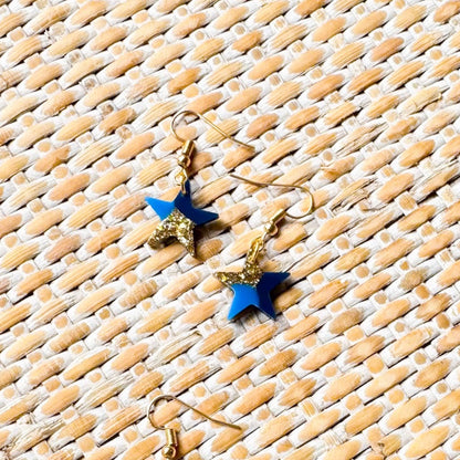 Oceanix ~ Twinkles | Small blue handmade resin earrings - LooniKrafts