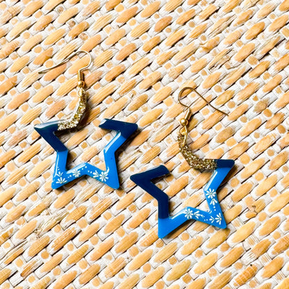 Oceanix | Bold blue handmade resin earrings - LooniKrafts