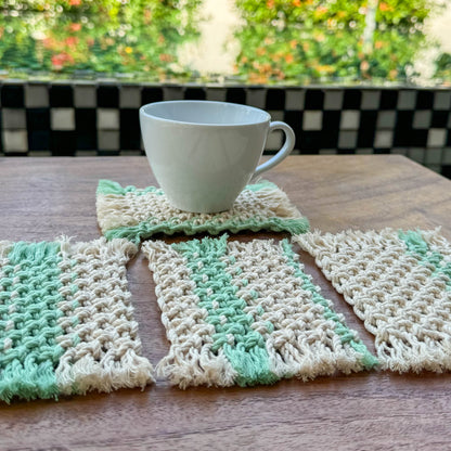 Bohemian Chic Handwoven Macrame Mug Rugs | Set of 4