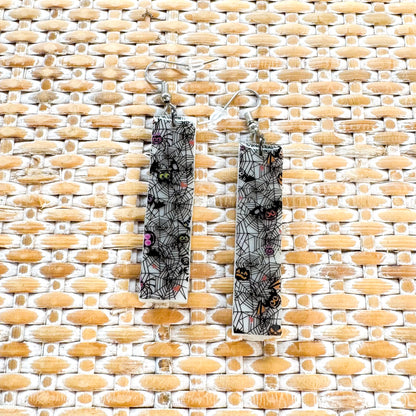 Cobweb ~ Narrow Drops | Handmade halloween resin earrings