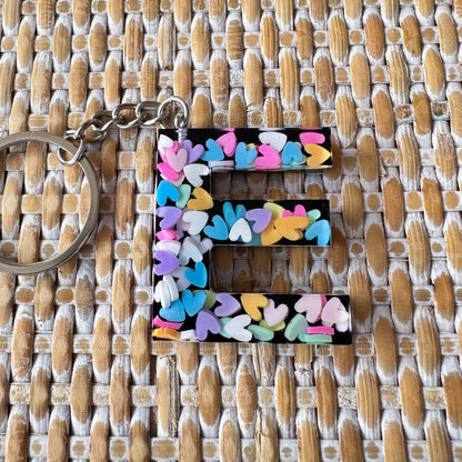 Confetti Hearts | A-Z Handmade Resin Keyring - LooniKrafts