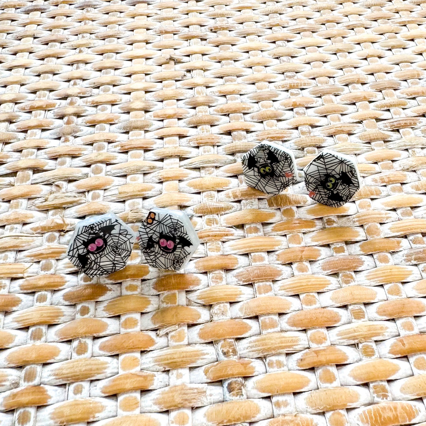 Cobweb ~ studs | Handmade halloween resin earrings