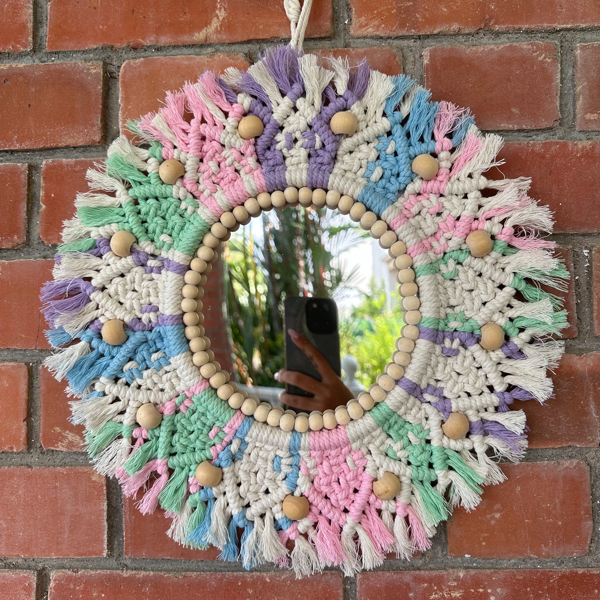 Pastel macrame mirror - LooniKrafts