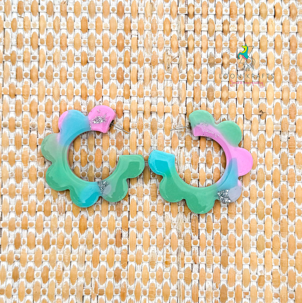 DRZ ~ Chunky Loops | Colourful handmade resin earrings