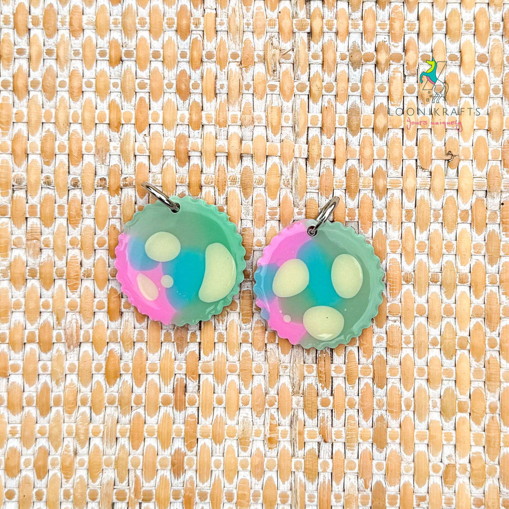 DRZ ~ Badge | Colourful handmade resin earrings