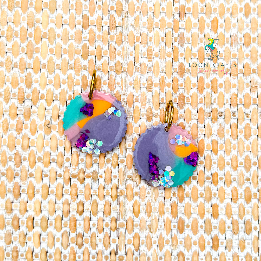 Ariel's Glow ~  Badge | Mermaid handmade resin earrings