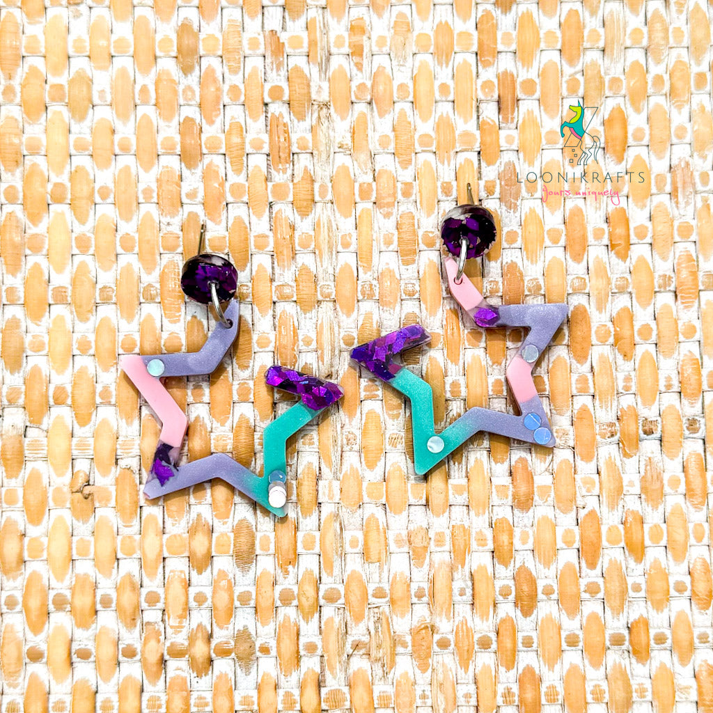 Ariel's Glow ~ Stars | Mermaid handmade resin earrings