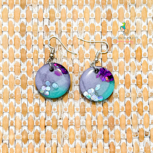 Ariel's Glow ~  Round | Mermaid handmade resin earrings