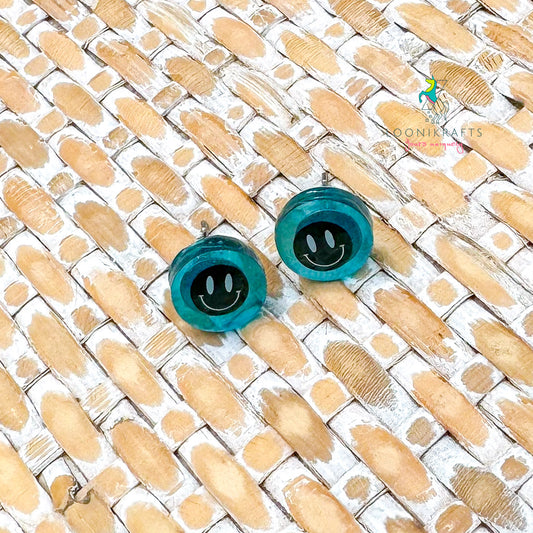 Smile Studs | Transculent blue handmade resin earrings