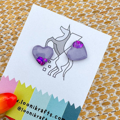 Ariel's Glow ~ Small studs | Turquoise & purple handmade resin earrings