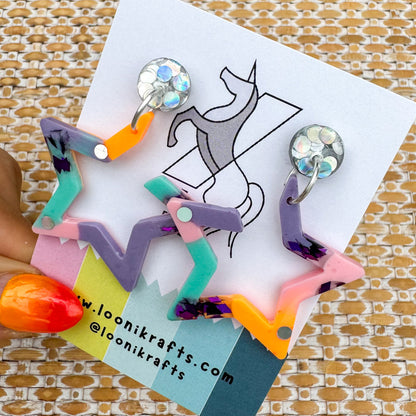 Ariel's Glow ~ Stars | Mermaid handmade resin earrings