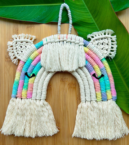 Macrame Rainbow Unicorn | handmade room decor - LooniKrafts