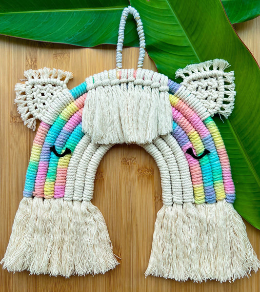 Macrame Rainbow Unicorn | handmade room decor - LooniKrafts