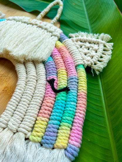 Macrame Rainbow Unicorn | handmade room decor - LooniKrafts