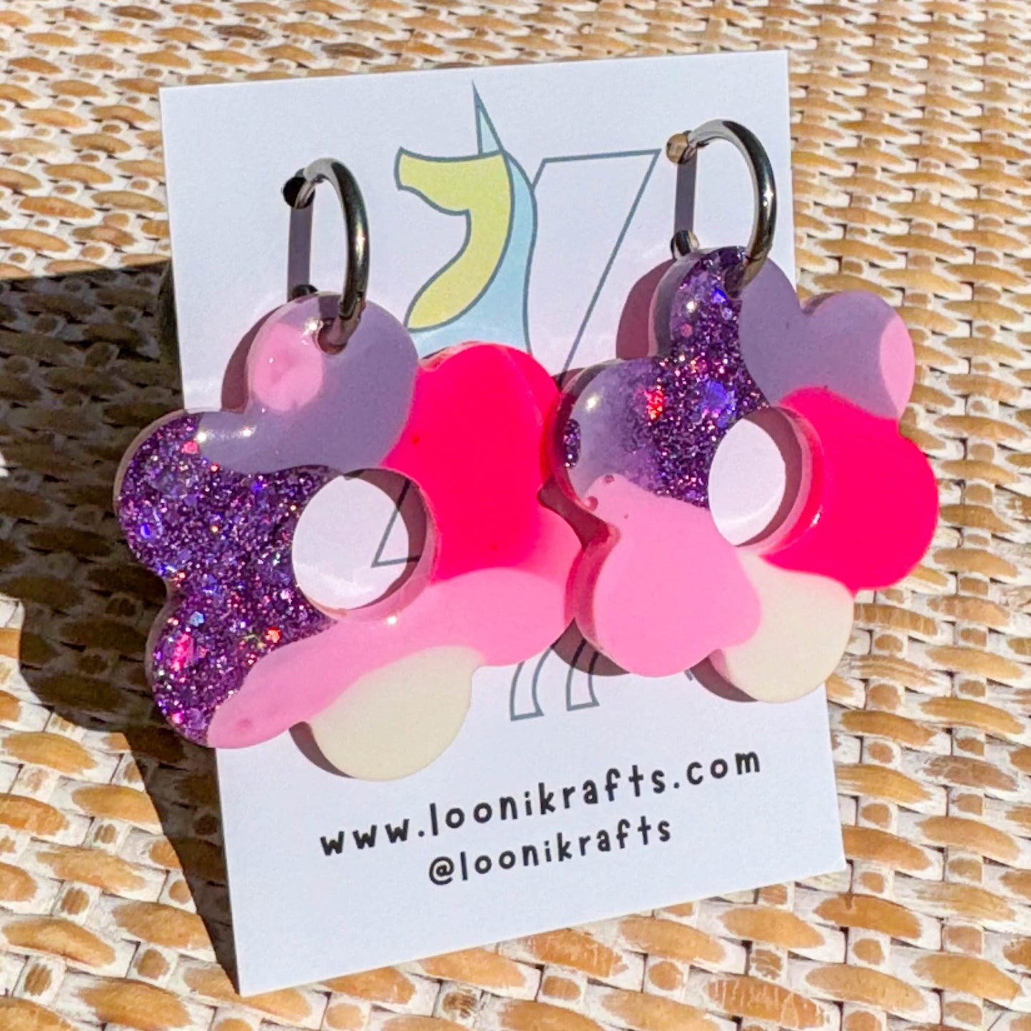 Fleur (L) | Pink handmade resin earrings