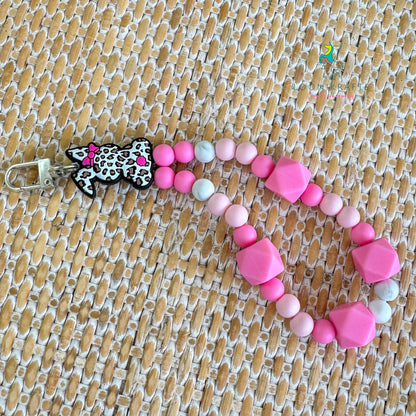 Bunny Pink silicone beads wristlet keychain | handmade