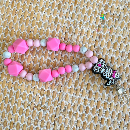 Bunny Pink silicone beads wristlet keychain | handmade