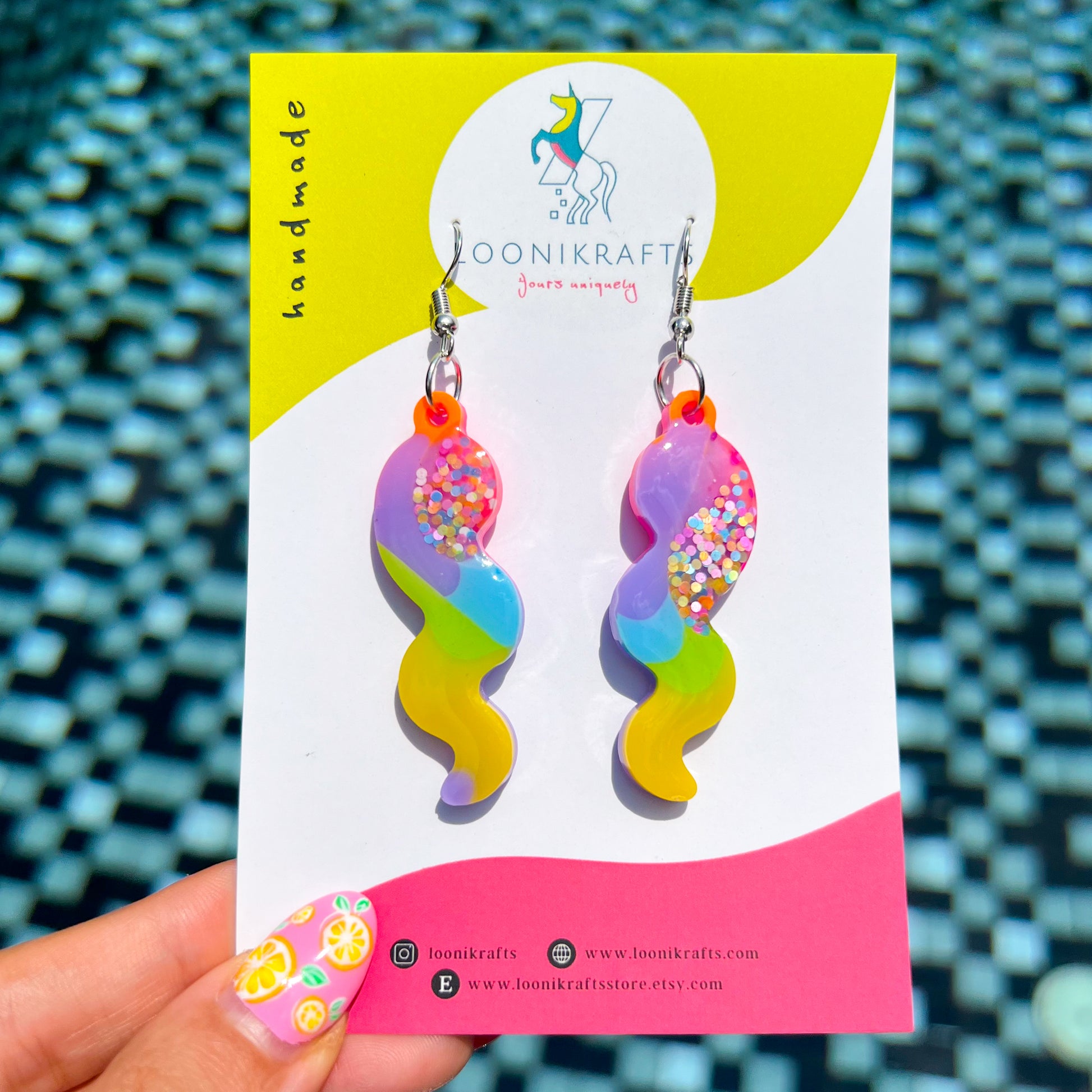 Bold & Colourful Handmade Resin Earrings - LooniKrafts