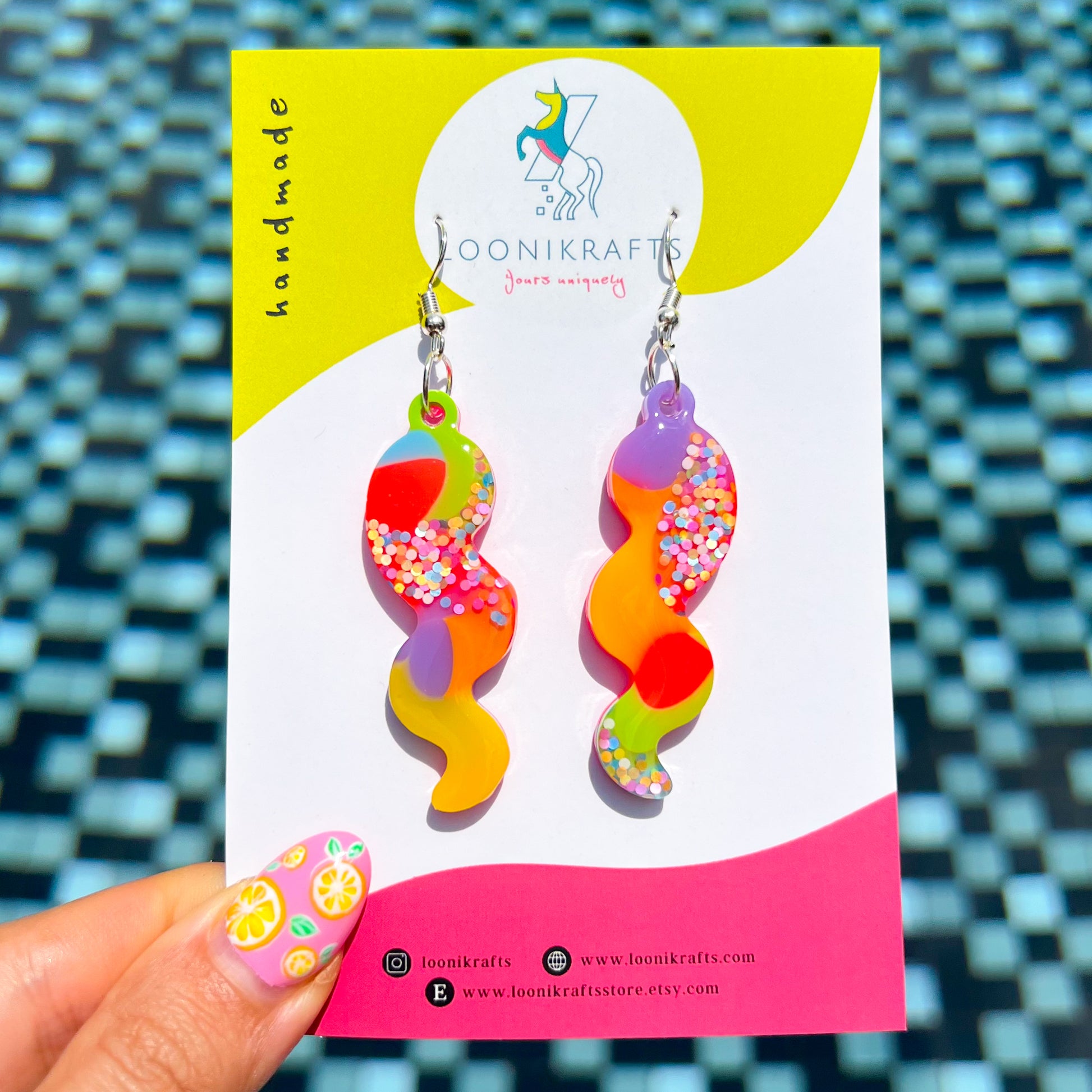 Bold & Colourful Handmade Resin Earrings - LooniKrafts